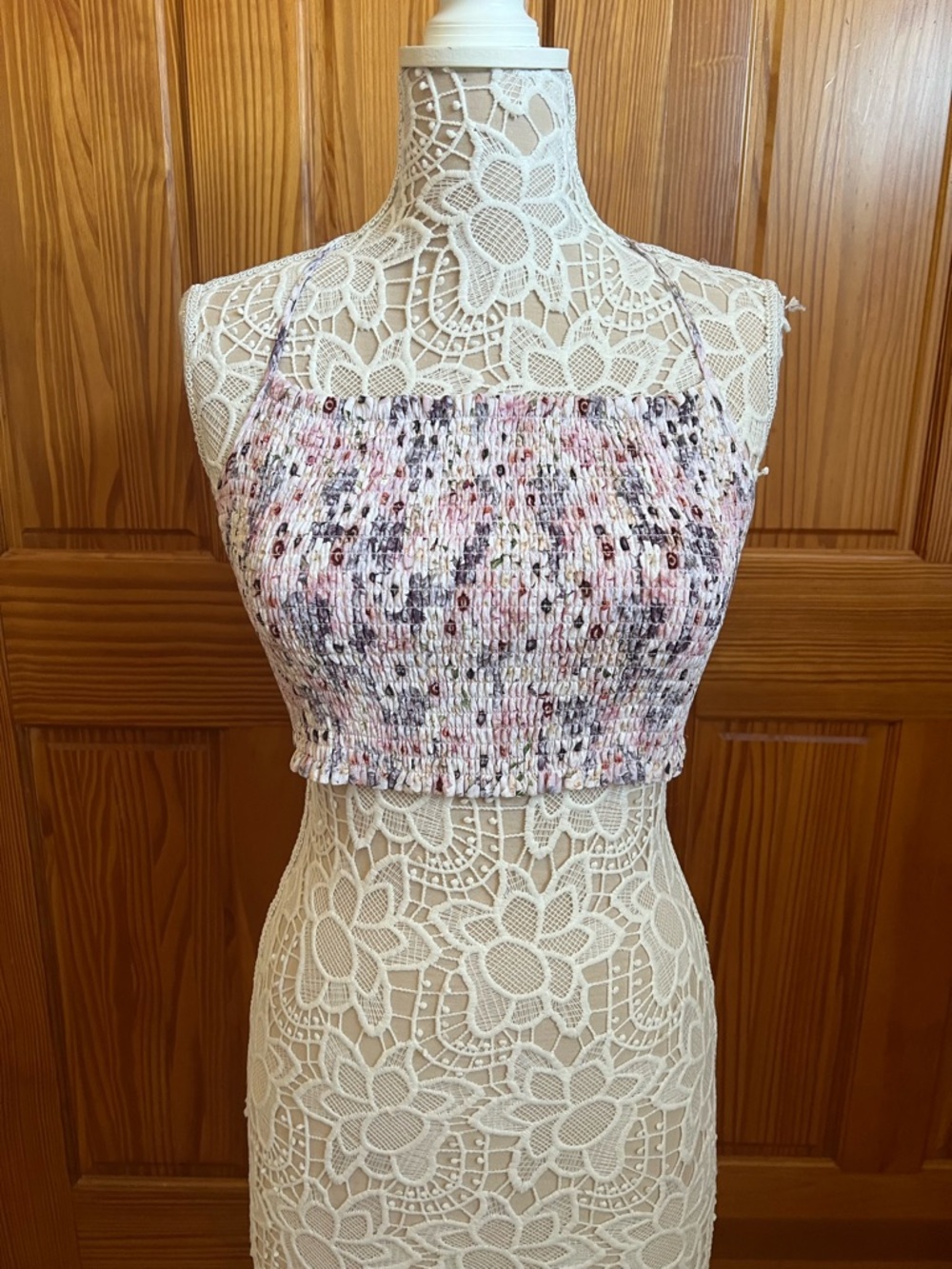 Aritzia Sunday Best Floral Crop Halter Top